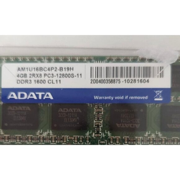 ADATA 4GB PC3-12800S DDR3-1600MHz SoDimm Memory Laptop Ram AM1U16BC4P2-B19H - Picture 2 of 4